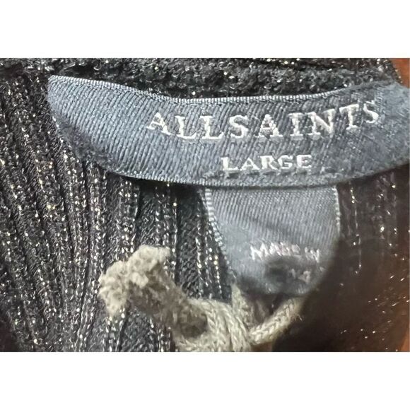 All Saints Black Sparkling Cut Out Cropped Sweater NWT Size Large - Picture 6 of 8
